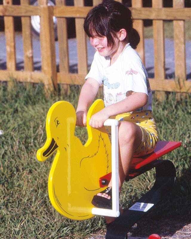 Niño jugando en un columpio para gallinas en el camping de las Landas